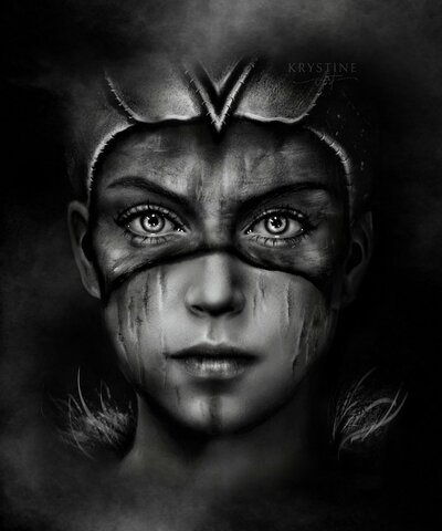 Senua - Hellblade - Black and white version 