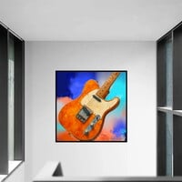 Orange Electric Guitar Art Print - Thumbnail 2