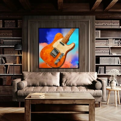 Orange electric guitar art print