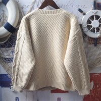 Retro handcrafted three-dimensional crocheted embroidery sweater - Thumbnail 1