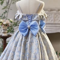 Blue Floral Print Short A-Line Prom Party Dress - Thumbnail 2
