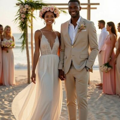 Simple wedding dress, a line chiffon lace bridal dress bridal gown - Thumbnail 1