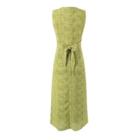 Retro and fresh holiday style tie waist cross V-neck dress - Thumbnail 1
