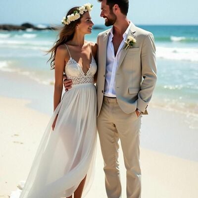 Simple wedding dress, lace beach boho bridal dress bridal gown