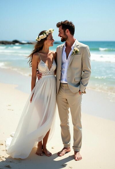 Simple Wedding Dress, Lace Beach Boho Bridal Dress Bridal Gown