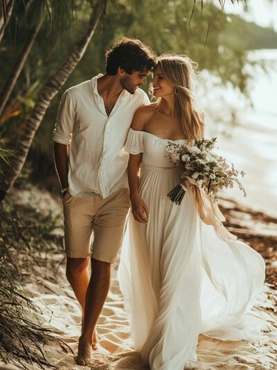 Simple Wedding Dress, Off the Shoulder Beach Boho Bridal Dress Bridal Gown