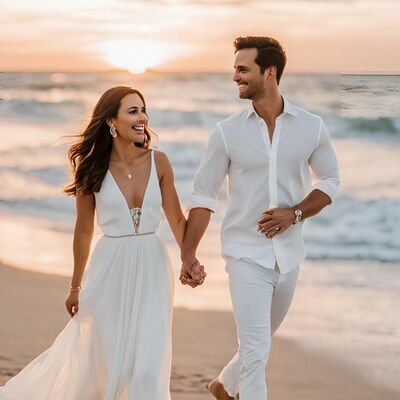 Simple wedding dress, lace v neck beach boho bridal dress bridal gown - Thumbnail 2