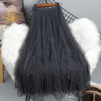 Elastic Waist Flowy Elegant Women’s Tulle Skirt - Thumbnail 6