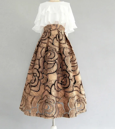 Elegant Lace Vintage High Waist A-Line Ball Gown Skirt
