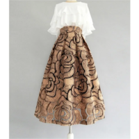 Elegant Lace Vintage High Waist A-Line Ball Gown Skirt - Thumbnail 3