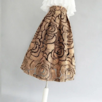 Elegant Lace Vintage High Waist A-Line Ball Gown Skirt - Thumbnail 5