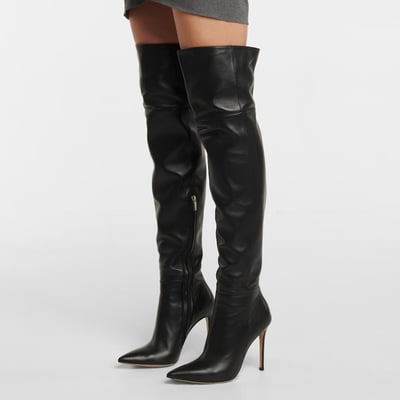 Large size black loose fit over the knee boots