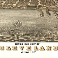 Cleveland, Ohio in 1877 - Bird's Eye View Map, Aerial, Panorama map, Vintage map, Antique map, Reproduction, Giclée, Framable map, Fine Art - Thumbnail 2