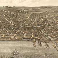 Cleveland, Ohio in 1877 - Bird's Eye View Map, Aerial, Panorama map, Vintage map, Antique map, Reproduction, Giclée, Framable map, Fine Art - Thumbnail 4