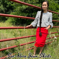 CHILDRENS RED DENIM SKIRT - Thumbnail 1