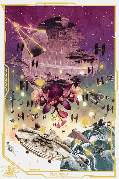 Death Star Gold Foil Print