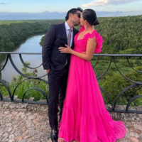 Hot Pink A-Line Long Backless Prom Dresses - Thumbnail 5