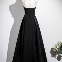 Simple Black A-Line Long Prom Party Dress - Thumbnail 3