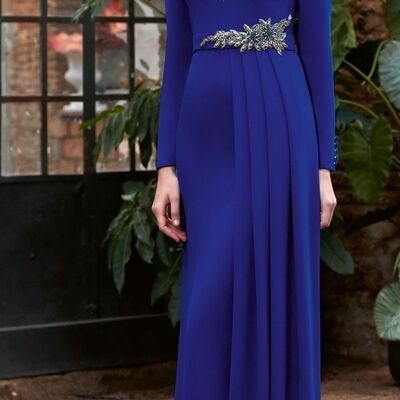 Elegant royal blue long sleeve mother of the bride/ groom dresses formal evening dress - Thumbnail 1