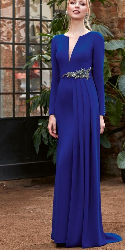 Elegant Royal Blue Long Sleeve Mother Of The Bride/ Groom Dresses Formal Evening Dress