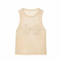 Simple and versatile hollow crochet sleeveless vest top - Thumbnail 2