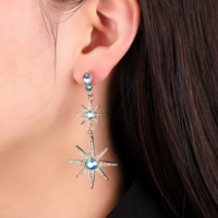 Celestial Blue Crystal Moon and Star Earrings - Thumbnail 2