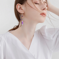 Witchy Crescent Moon Crystal Stone Earrings - Thumbnail 3