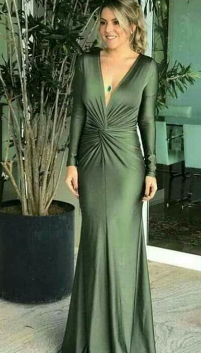 Elegant Green Long Sleeve Mother Of The Bride/ Groom Dresses Formal Evening Dress
