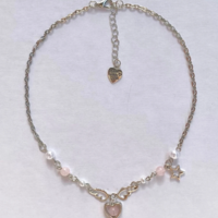 Cute Star and Heart Necklace with Wings Pendant - Thumbnail 1