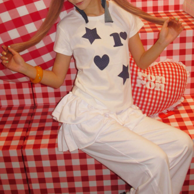 Love heart star short sleeve white tee