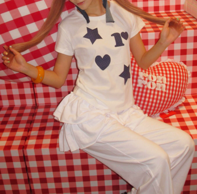 Love Heart Star Short Sleeve White Tee