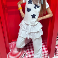 Love Heart Star Short Sleeve White Tee - Thumbnail 3