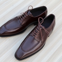 Crafted Leather Handmade Men Classic Dark Brown Split Toe Derby Oxford Lace up Dress Shoes - Thumbnail 3