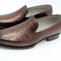 Crafted Leather Handmade Men Brown Crocodile Leather Moccasin Loafers Dress Shoes - Thumbnail 2