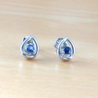 BOXED GIFT/Sterling Silver Sapphire Teardrop Stud Earrings/Sapphire Earrings/Sapphire Jewellery/September Birthstone/UK - Thumbnail 2