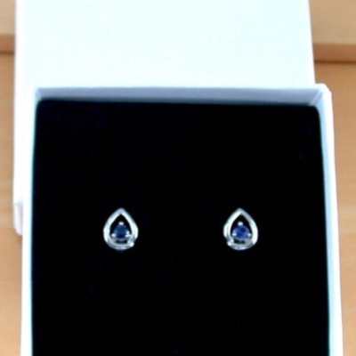 Boxed gift/sterling silver sapphire teardrop stud earrings/sapphire earrings/sapphire jewellery/september birthstone/uk