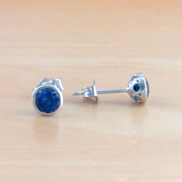 BOXED GIFT/925 Sapphire (Lab Created) Stud Earrings/ Sapphire Studs/Sapphire Jewellery/Sapphire Jewelry/Sapphire Jewelery/September Birthstone - Thumbnail 2