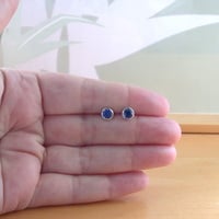 BOXED GIFT/925 Sapphire (Lab Created) Stud Earrings/ Sapphire Studs/Sapphire Jewellery/Sapphire Jewelry/Sapphire Jewelery/September Birthstone - Thumbnail 3