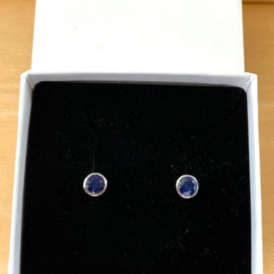 Boxed gift/925 sapphire (lab created) stud earrings/ sapphire studs/sapphire jewellery/sapphire jewelry/sapphire jewelery/september birthstone