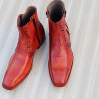 Crafted Leather Handmade Brown Leather Side Zipper Ankle High Jodhpur Boot - Thumbnail 3