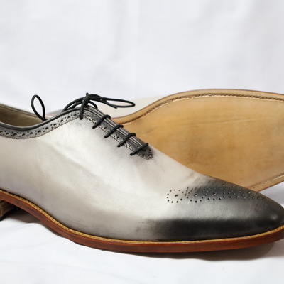 Crafted leather classic gray leather lace up dress shoes - Thumbnail 1
