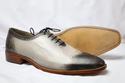 Crafted Leather Classic Gray Leather Lace up Dress Shoes