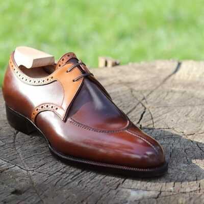 Handmade men's special edition brown split toe chukka lace up shoes