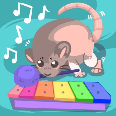 Neil Banging out the Tunes Mini Print