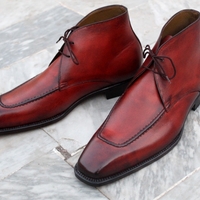 Crafted Leather Handmade Brown Leather Split Toe Chukka Boot - Thumbnail 1