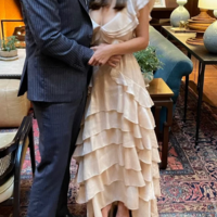 Modest A Line Pink V Back Chiffon Long Prom Dress - Thumbnail 1