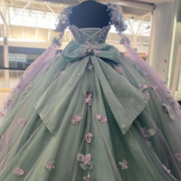 Ball Gown Princess Beaded Celebrity Sweetheart Quinceanera Dresses With 3D Flowers - Thumbnail 1