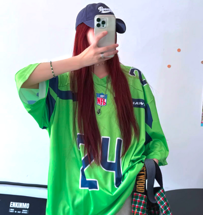 GREEN OVERSIZED JERSEY TSHIRT