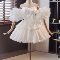 Lovely A-Line Tulle Short Prom Dress, White Homecoming Dress - Thumbnail 3