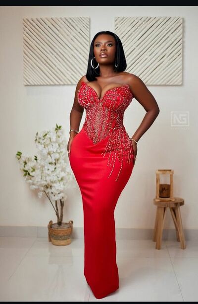 Red Sheath Prom Dresses Beading Crystals Afrcian Girls Evening Gowns Formal Party Gowns
